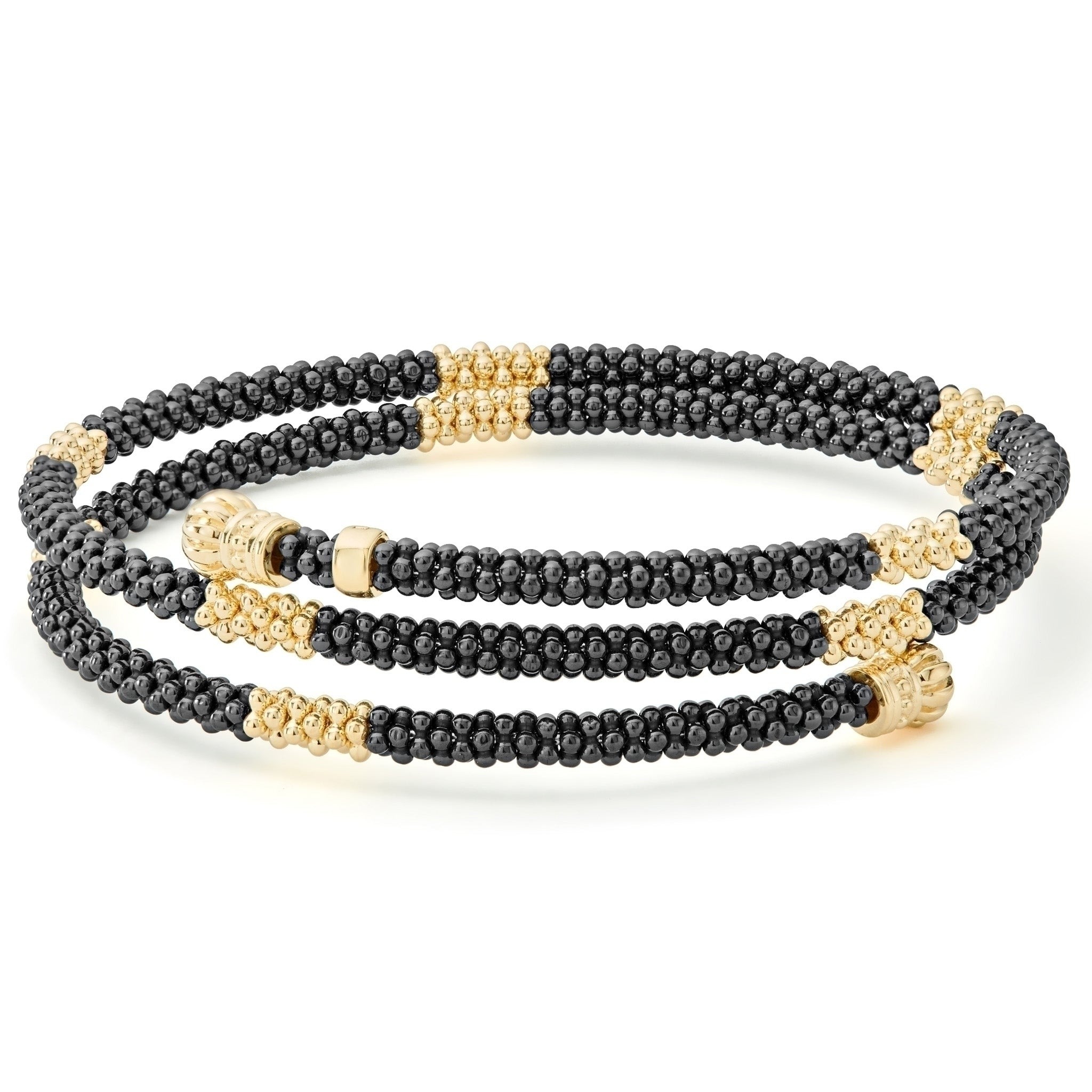Lagos Black Caviar Gold Wrap Bracelet