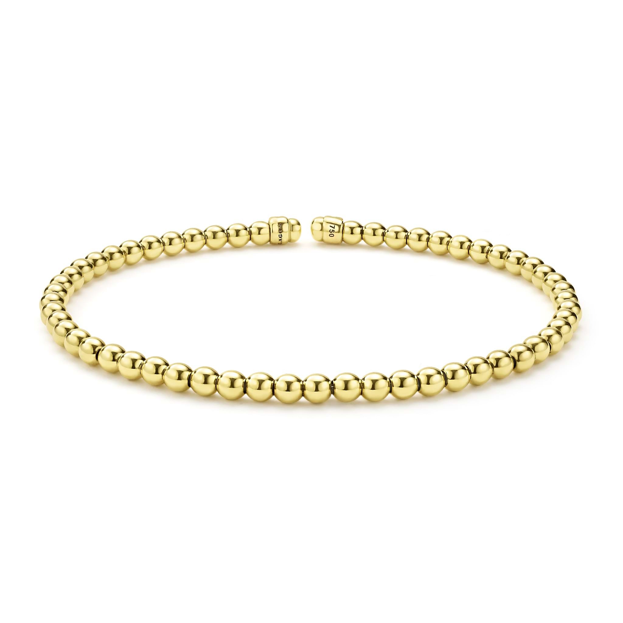 LAGOS Caviar Gold 18K 3mm Beaded Cuff Bracelet