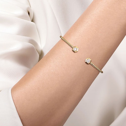 Gabriel & Co. Bujukan Beads & Diamond Split Bangle Bracelet (0.22 ct. tw.)
