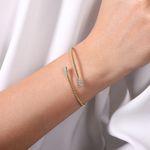 Gabriel & Co. Bujukan Two-Tone Graduating Diamond Bypass Bangle Bracelet