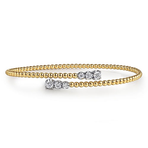 Gabriel & Co. Bujukan Two-Tone Graduating Diamond Bypass Bangle Bracelet