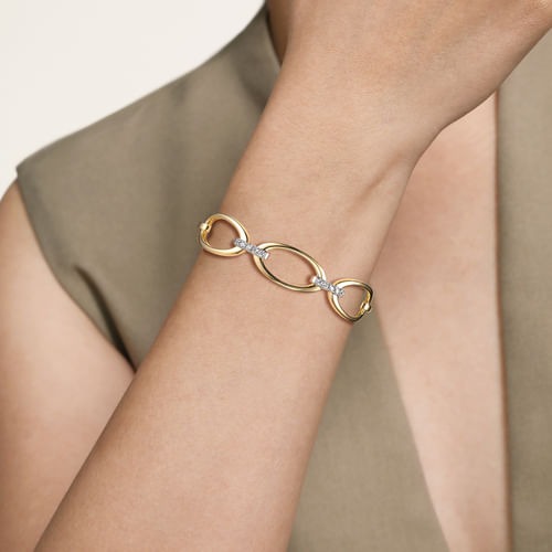 Gabriel & Co. Bujukan Two-Tone Diamond Link Bangle Bracelet