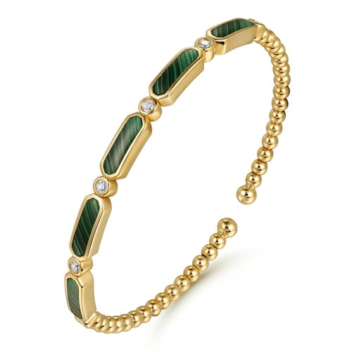 Gabriel & Co. Bujukan Diamond & Malachite Bangle Bracelet