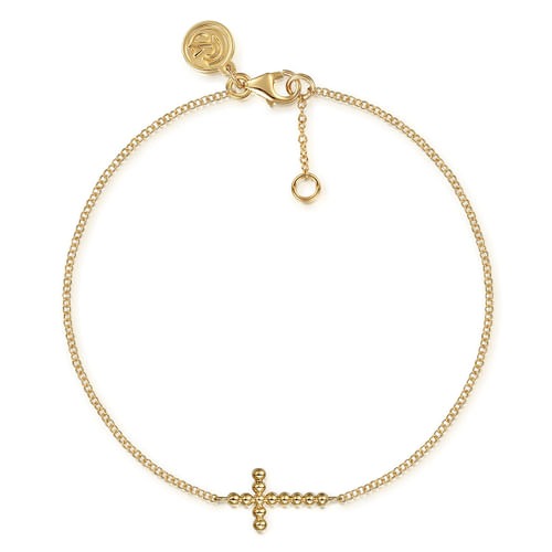 Gabriel & Co. Bujukan Plain Gold Cross Bracelet