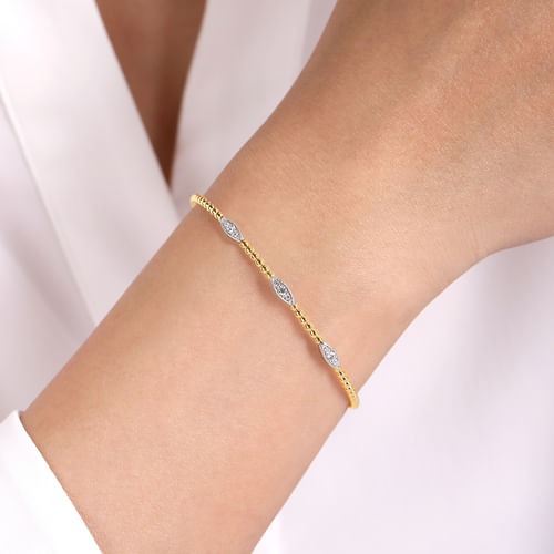 Gabriel & Co. Bujukan Two-Tone Diamond Bead Cuff Bracelet