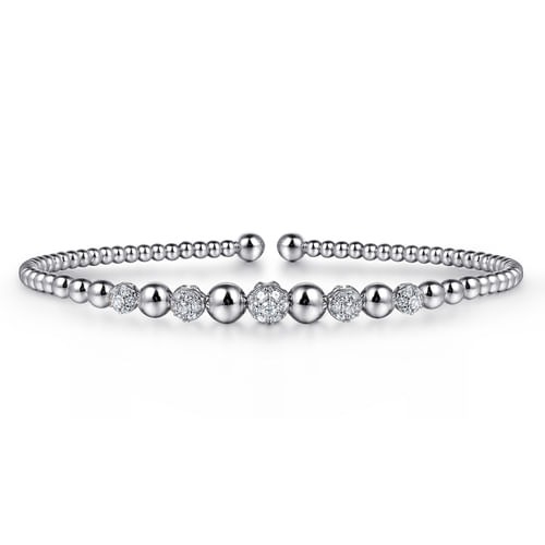 Gabriel & Co. Bujukan Bead Cuff Pave Diamond Station Bracelet (0.35 ct. tw.)