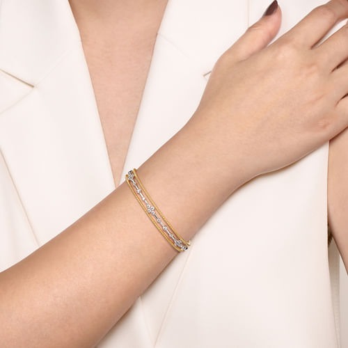 Gabriel & Co. Bujukan  Two-Tone Diamond Cuff Bracelet