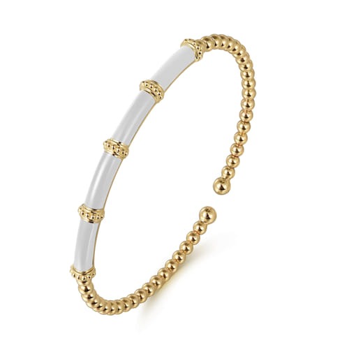 Gabriel & Co. Bujukan White Enamel Bar Split Bangle