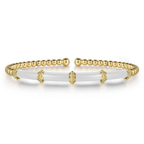 Gabriel & Co. Bujukan White Enamel Bar Split Bangle