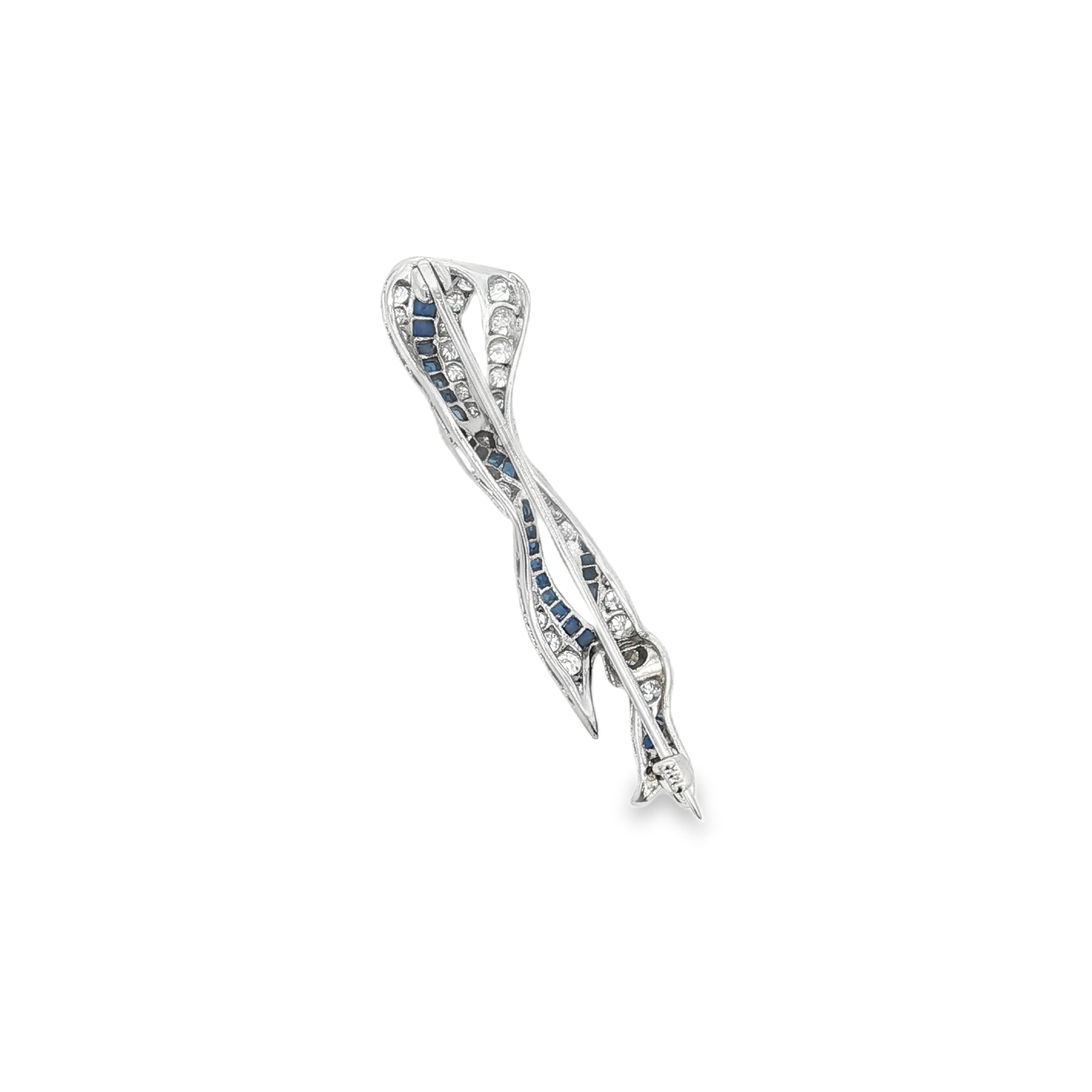 Estate by Martin Binder Diamond & Synthetic Blue Sapphire Brooch