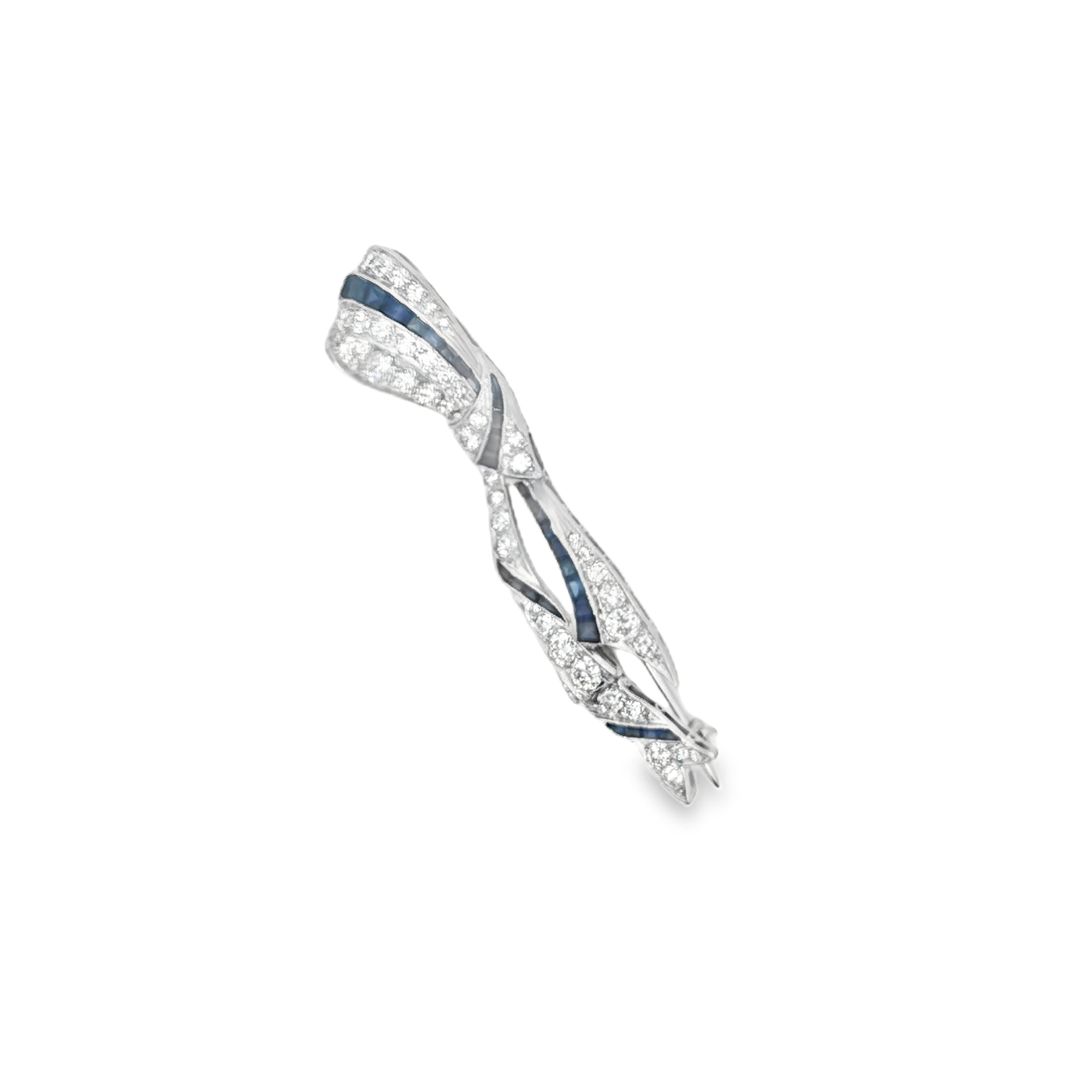 Estate by Martin Binder Diamond & Synthetic Blue Sapphire Brooch