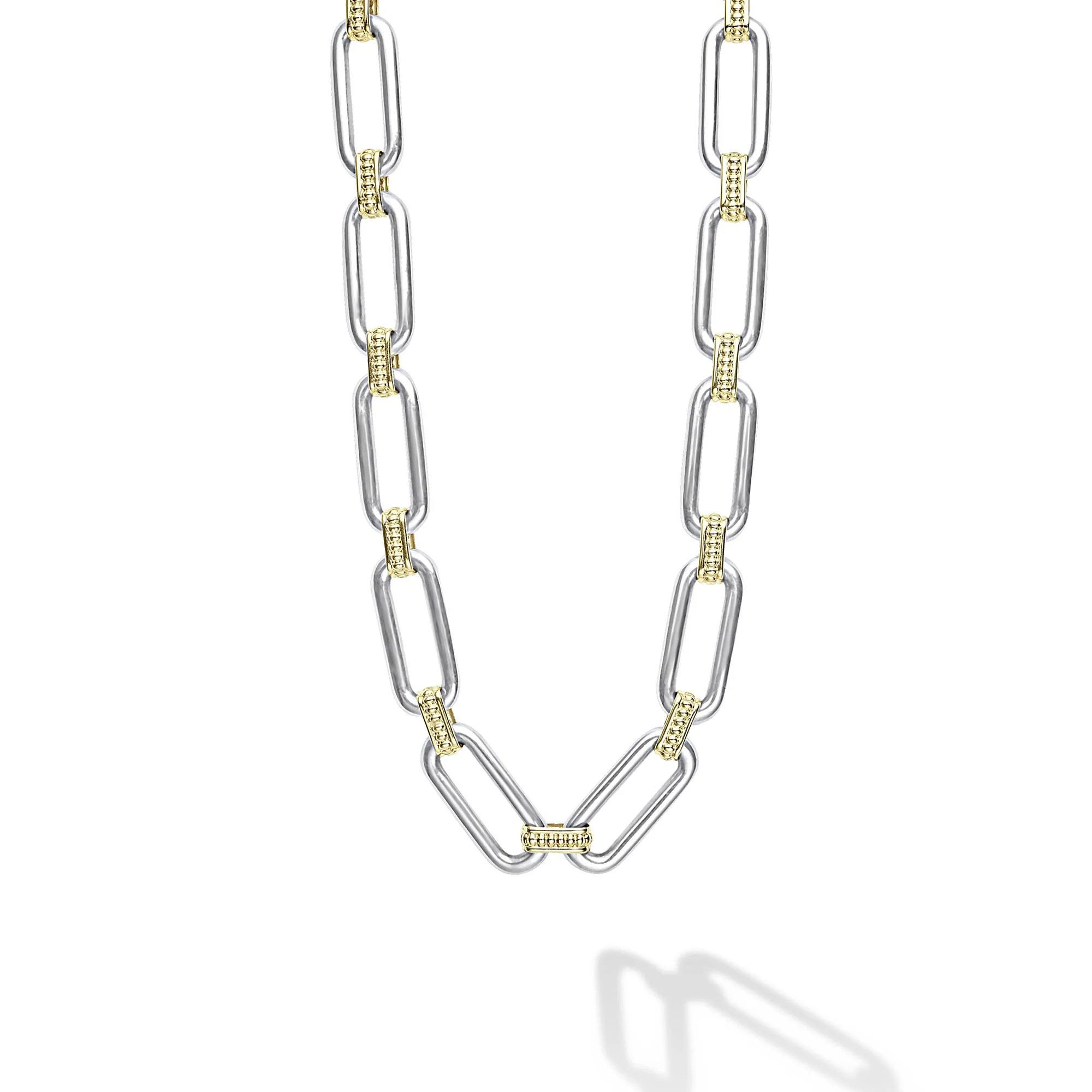 Lagos Signature Caviar Two Tone Link Necklace