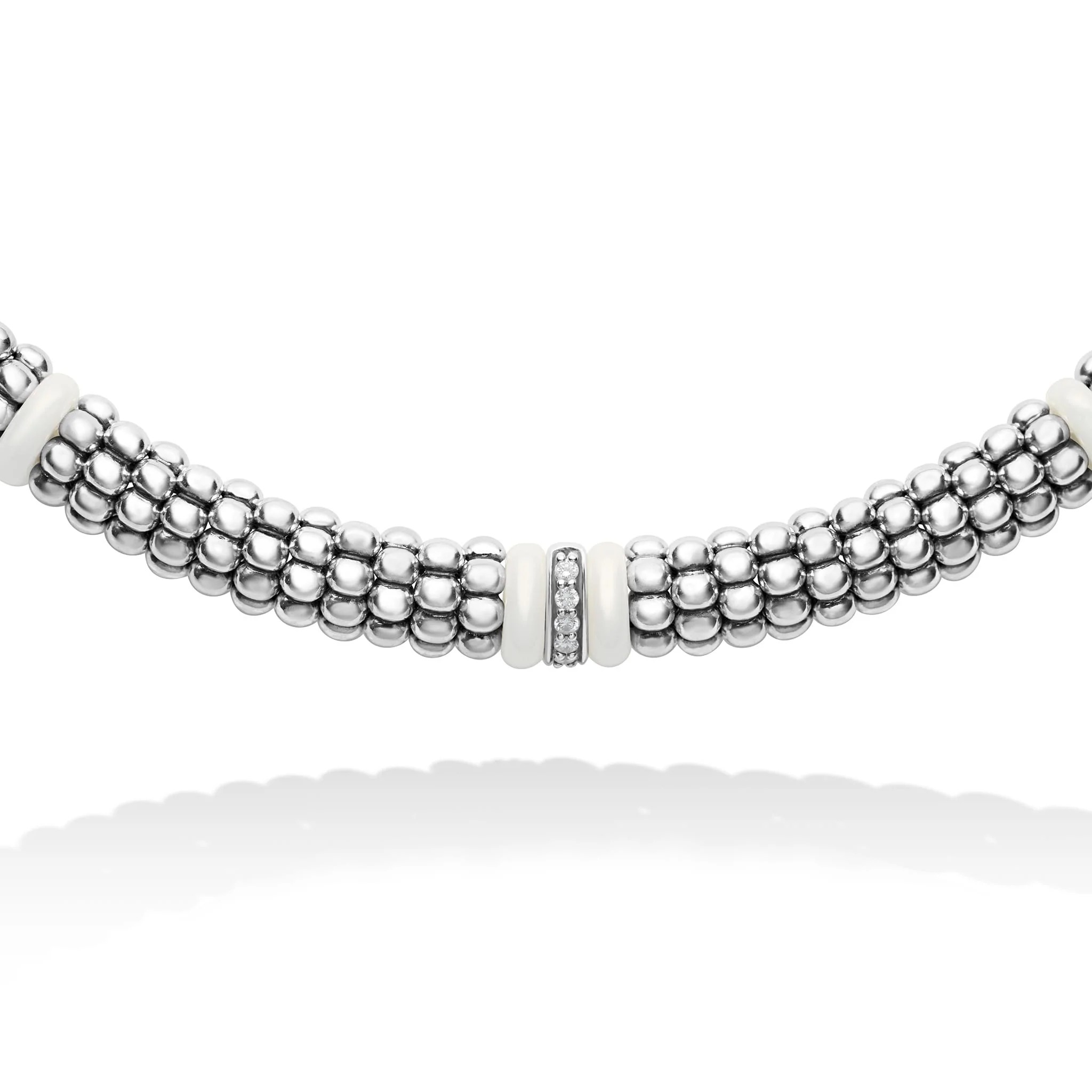 Lagos White Caviar Single Station Diamond Caviar Necklace