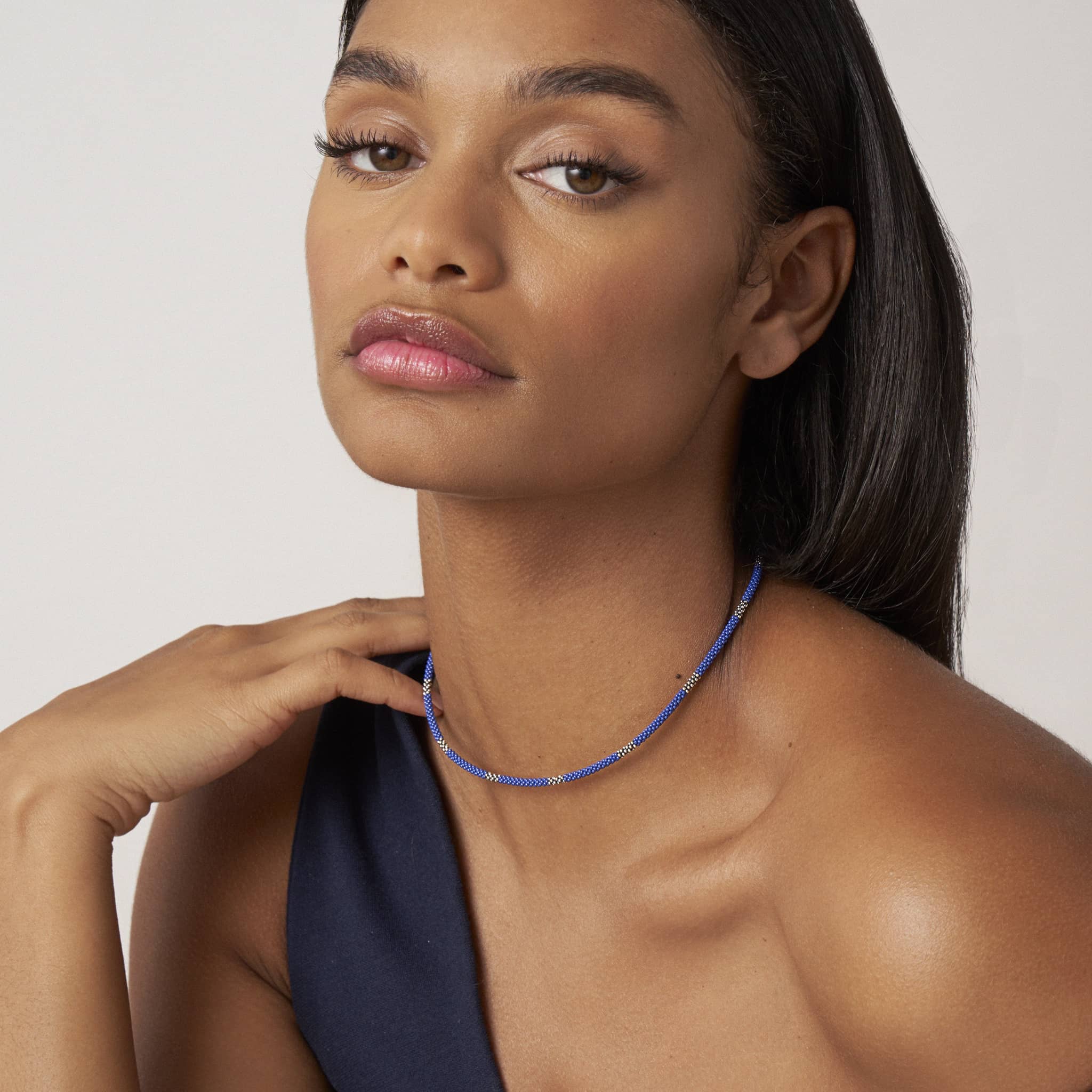 Lagos Blue Caviar 3mm Station Ceramic Beaded Necklace