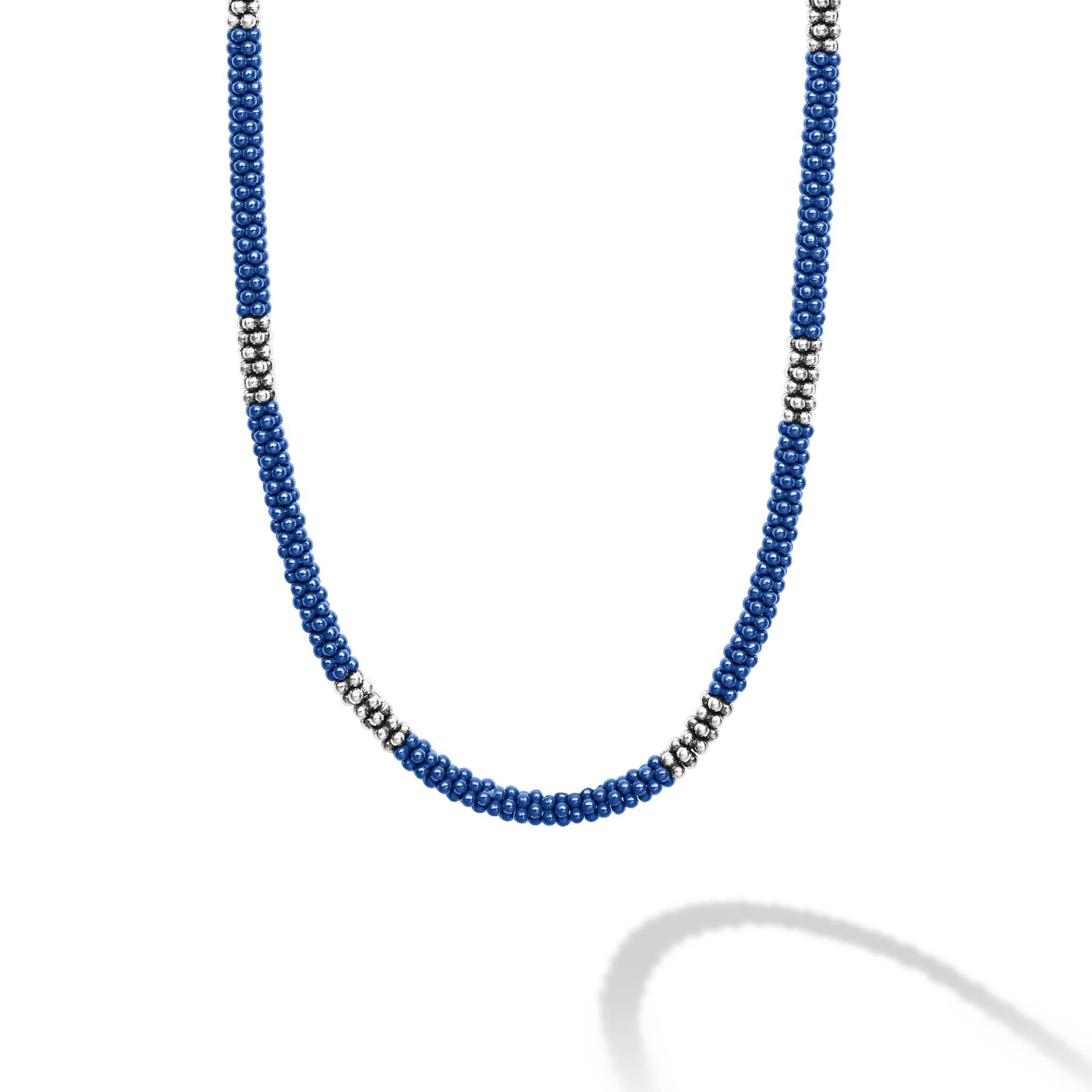 Lagos Blue Caviar 3mm Station Ceramic Beaded Necklace