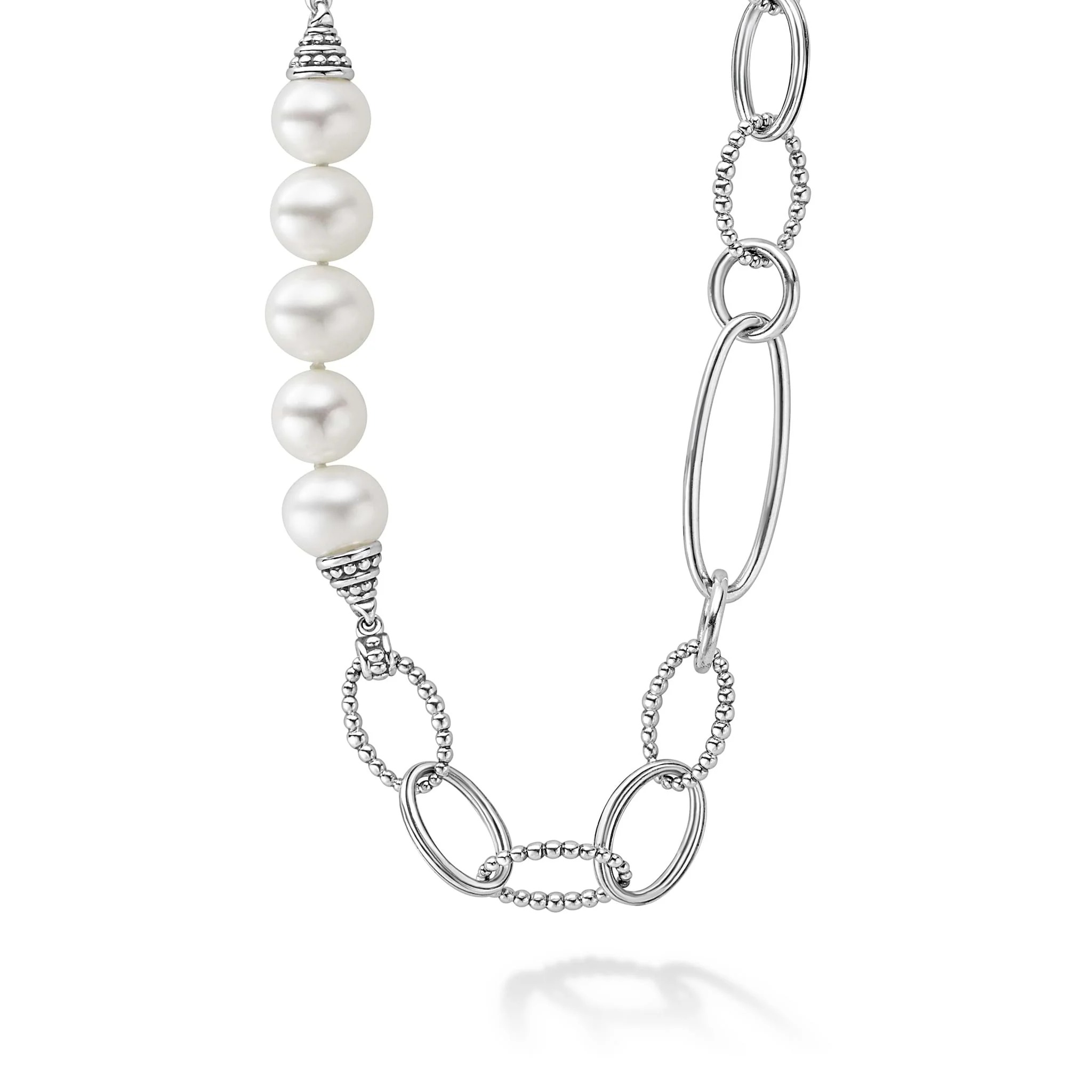 Lagos Luna Caviar Pearl Link Necklace