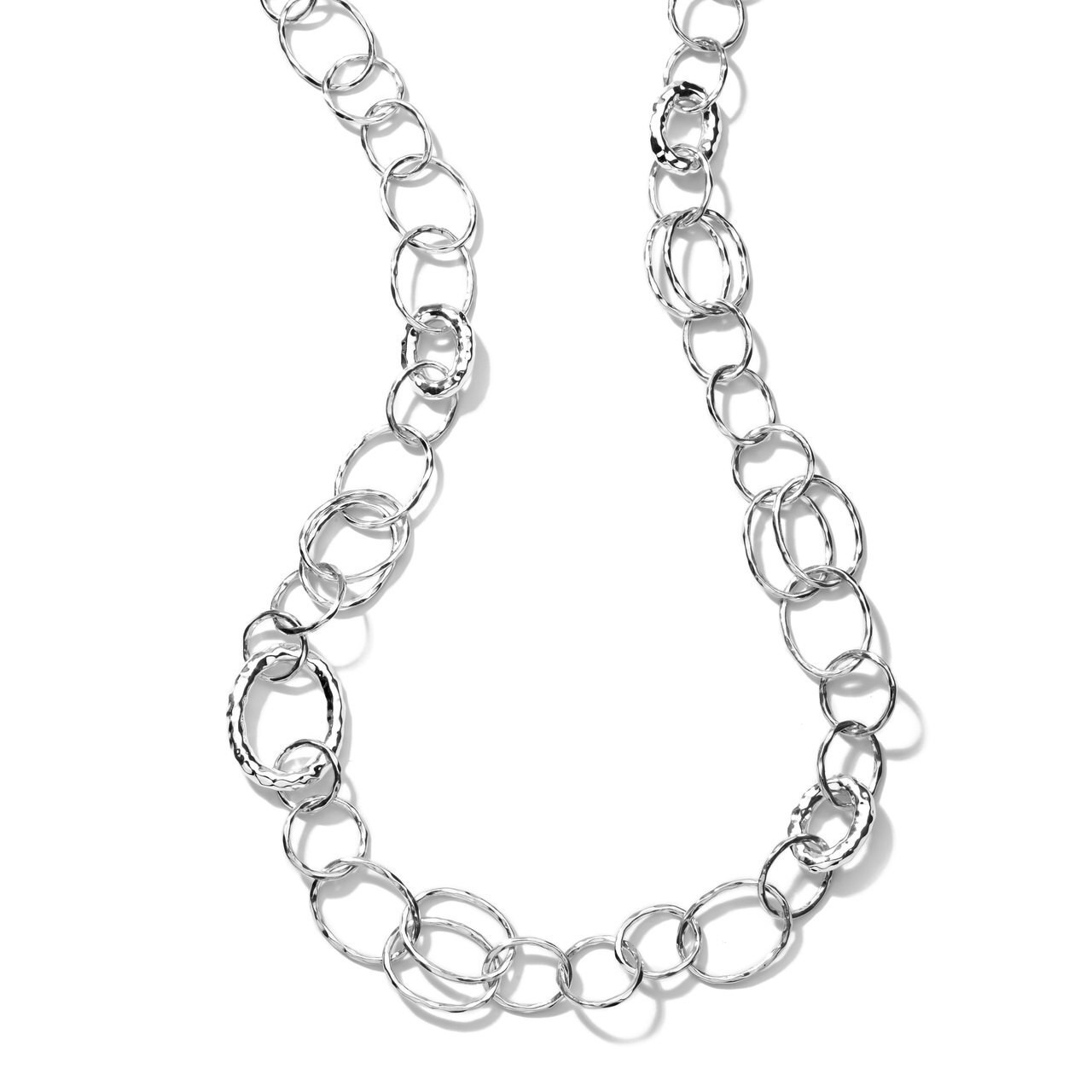 Ippolita Classico Silver Long Hammered Bastille Chain Necklace