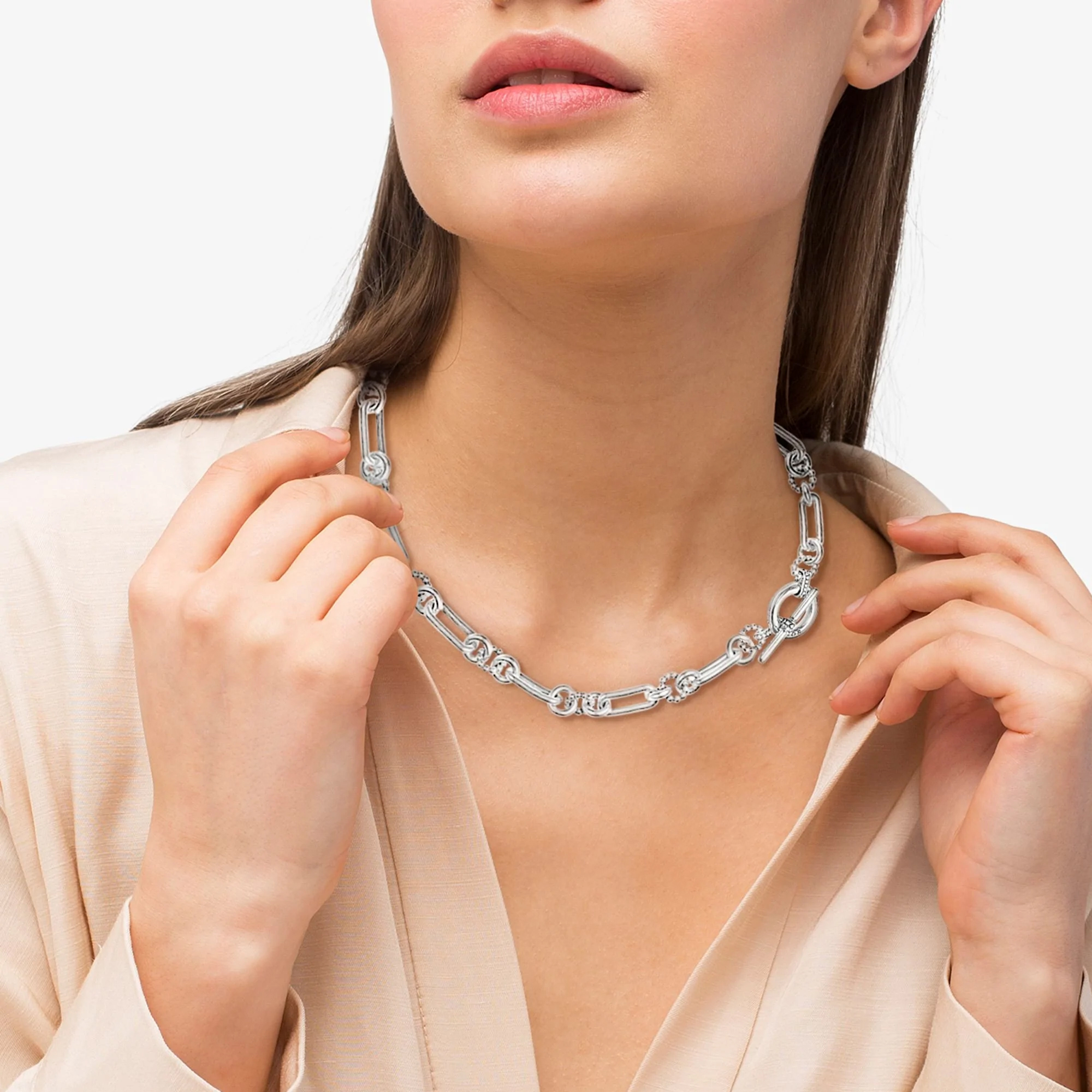 Lagos Signature Caviar Silver Link Necklace