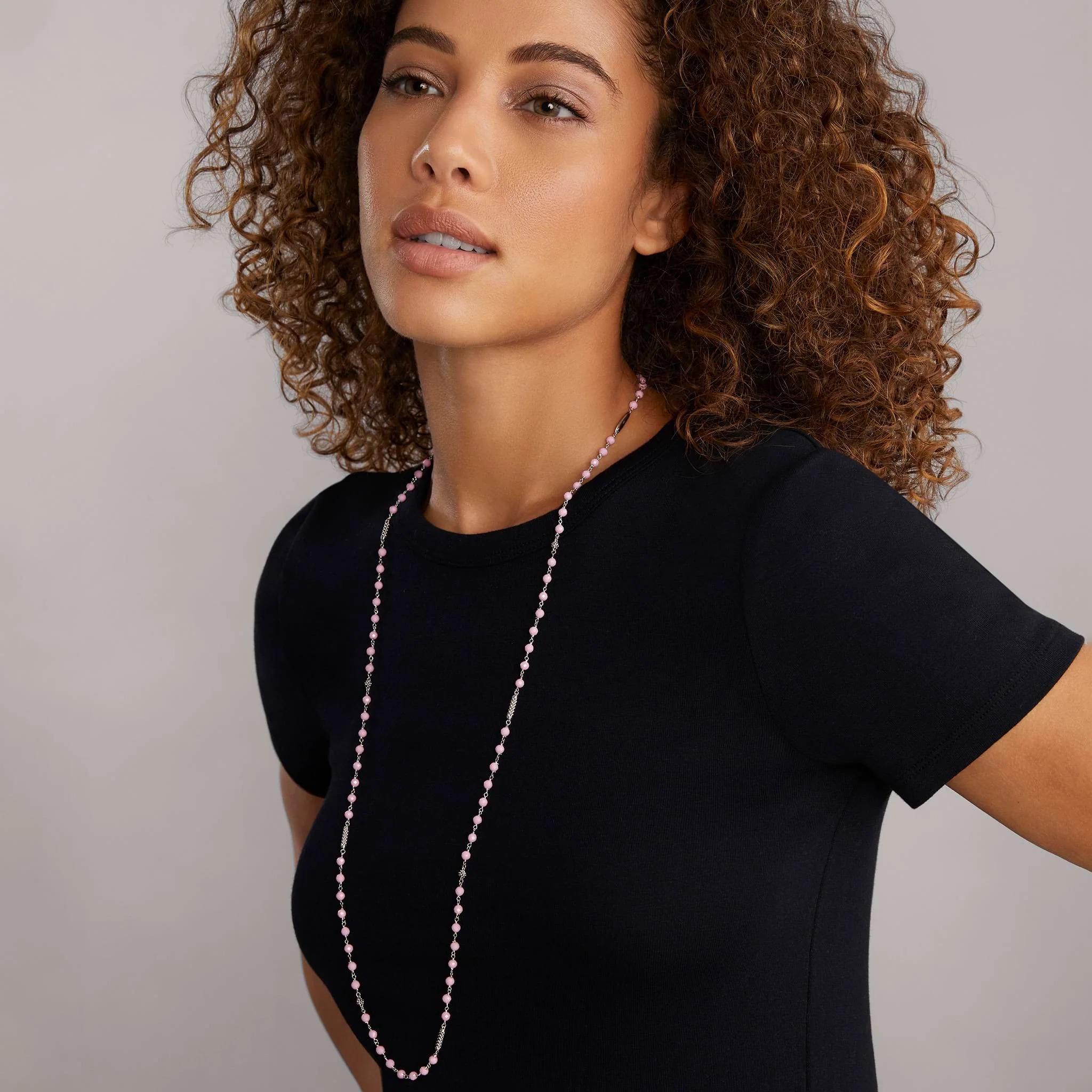 Lagos Caviar Icon Pink Ceramic Beaded Long Necklace
