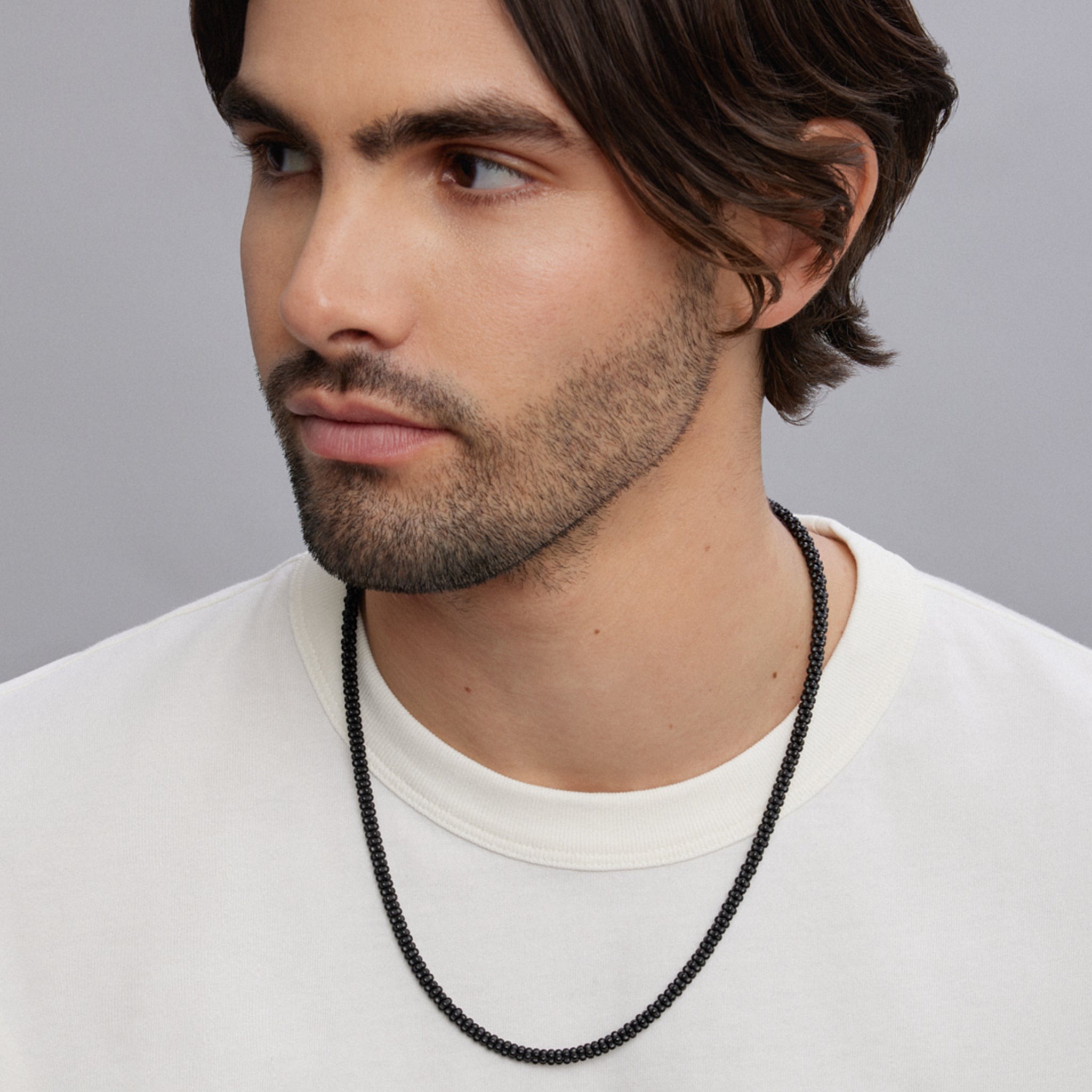 Lagos Men's Black Caviar Matte Black Ceramic Beaded Necklace