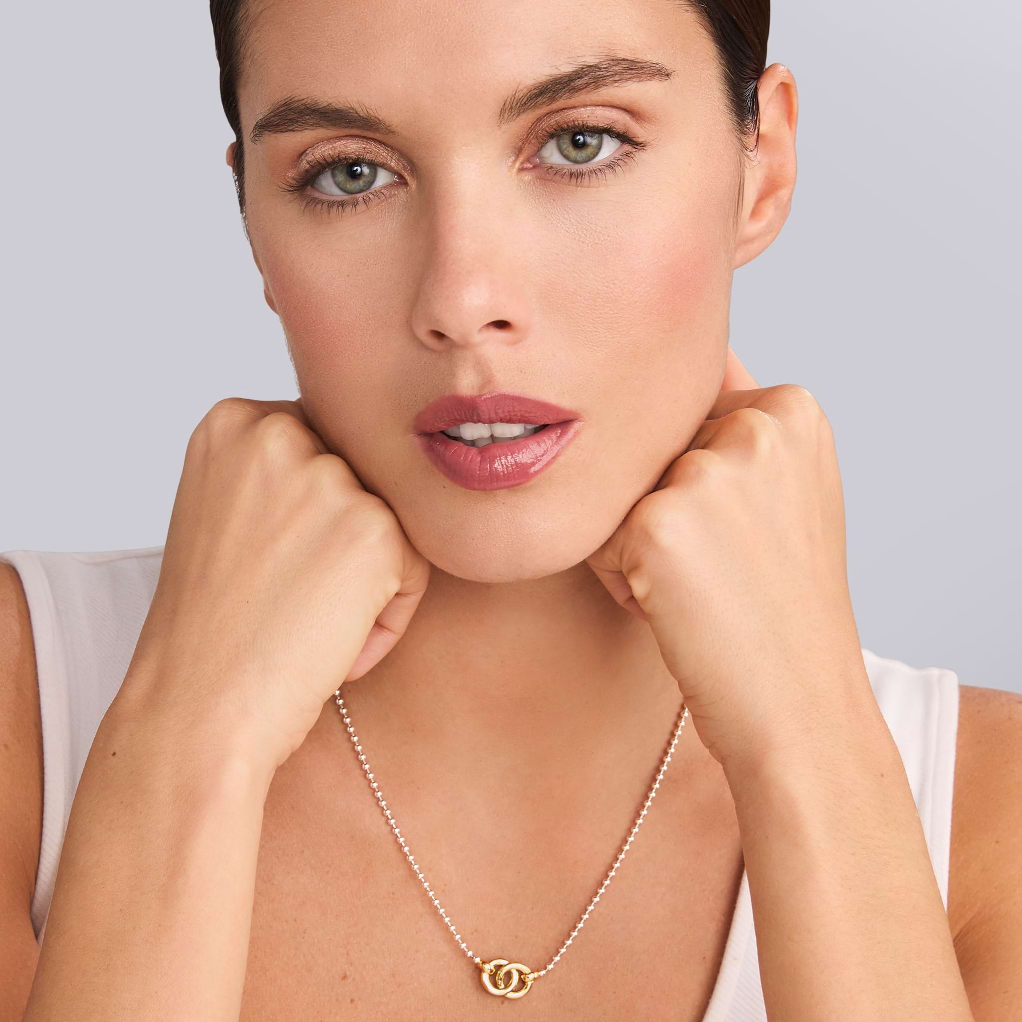 Lagos Signature Caviar Two-tone Interlocking Pendant Necklace