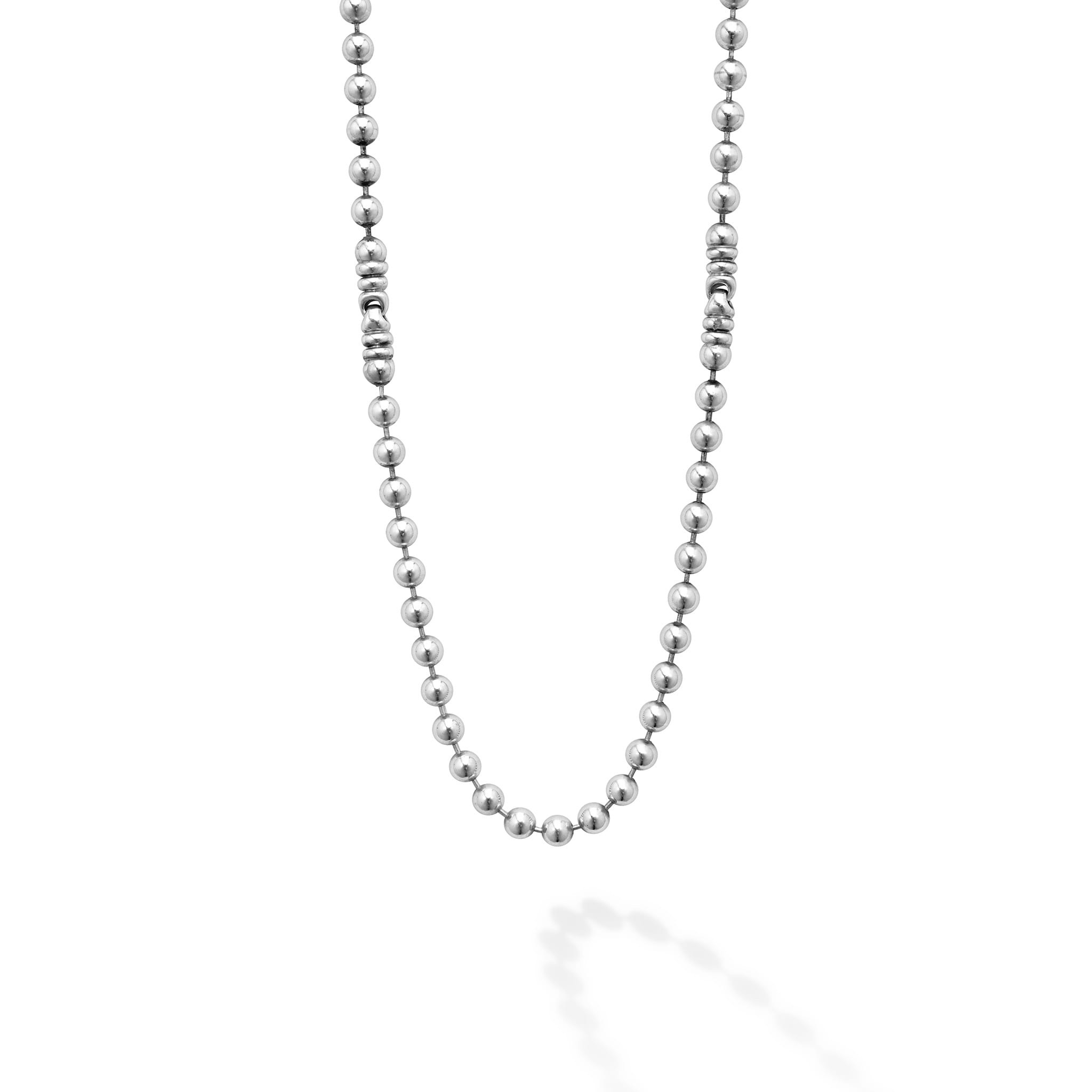 Lagos Men's Anthem Silver Station Caviar Beaded Necklace