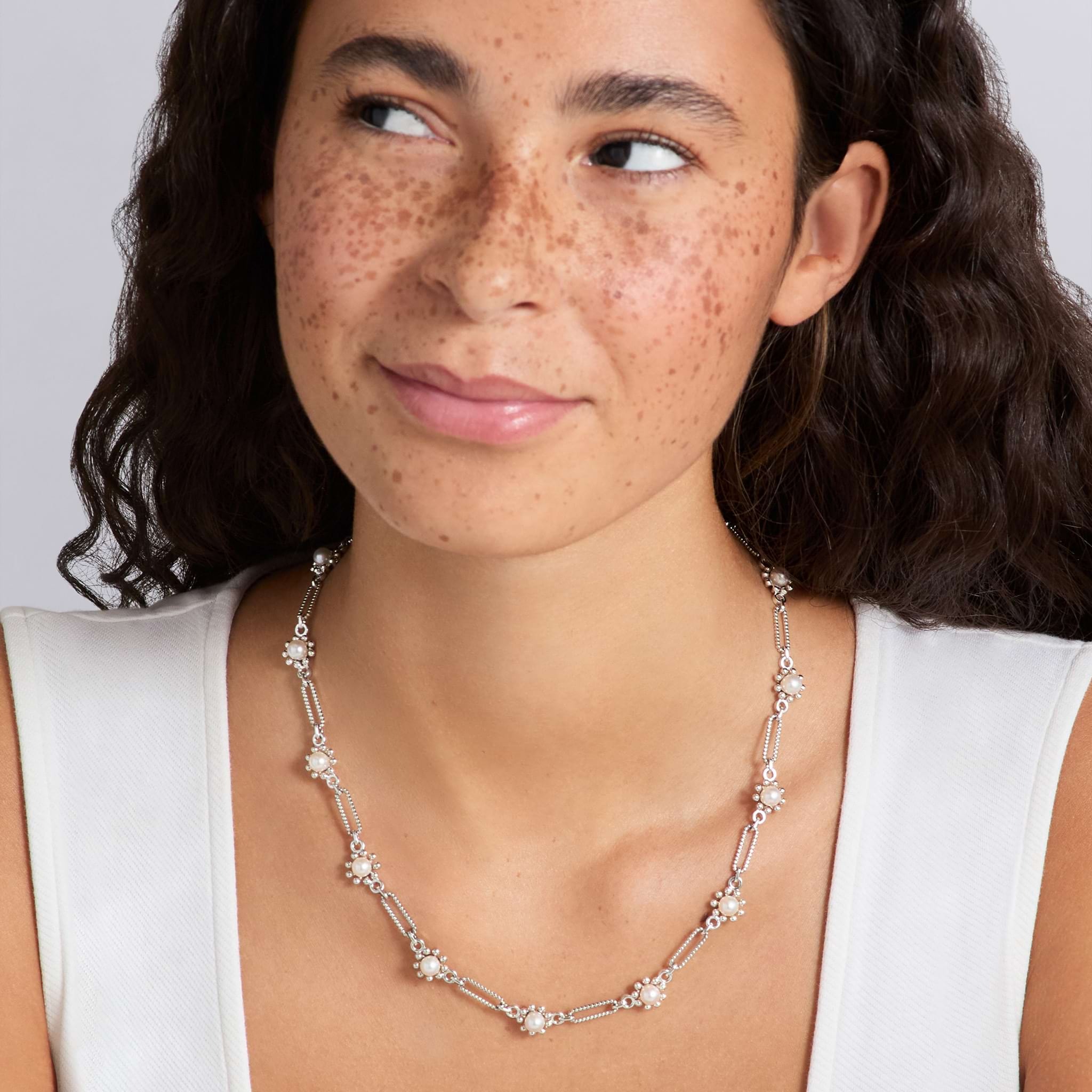 Lagos Luna Fleur Pearl Link Necklace