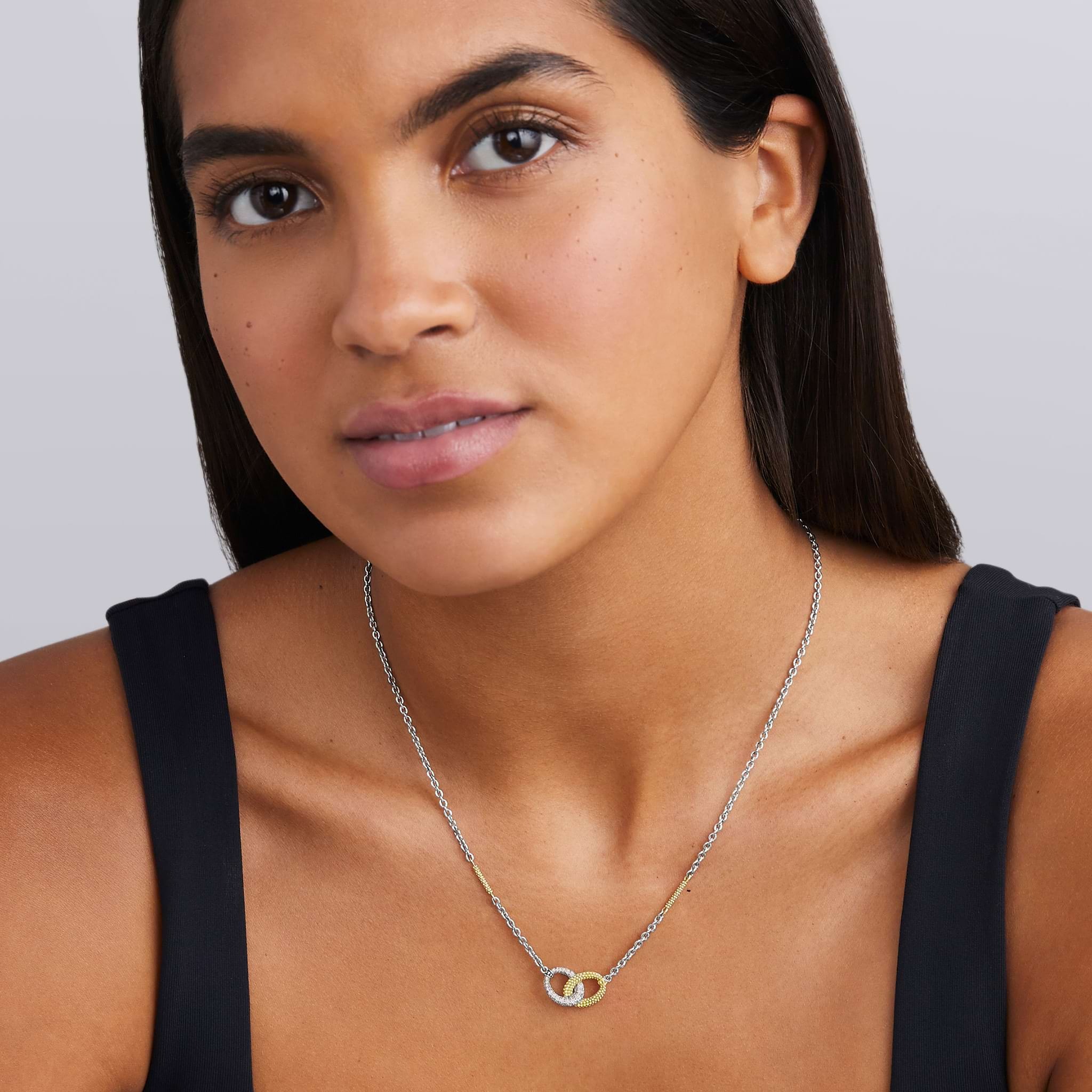LAGOS Caviar Lux Two-Tone Diamond Link Necklace