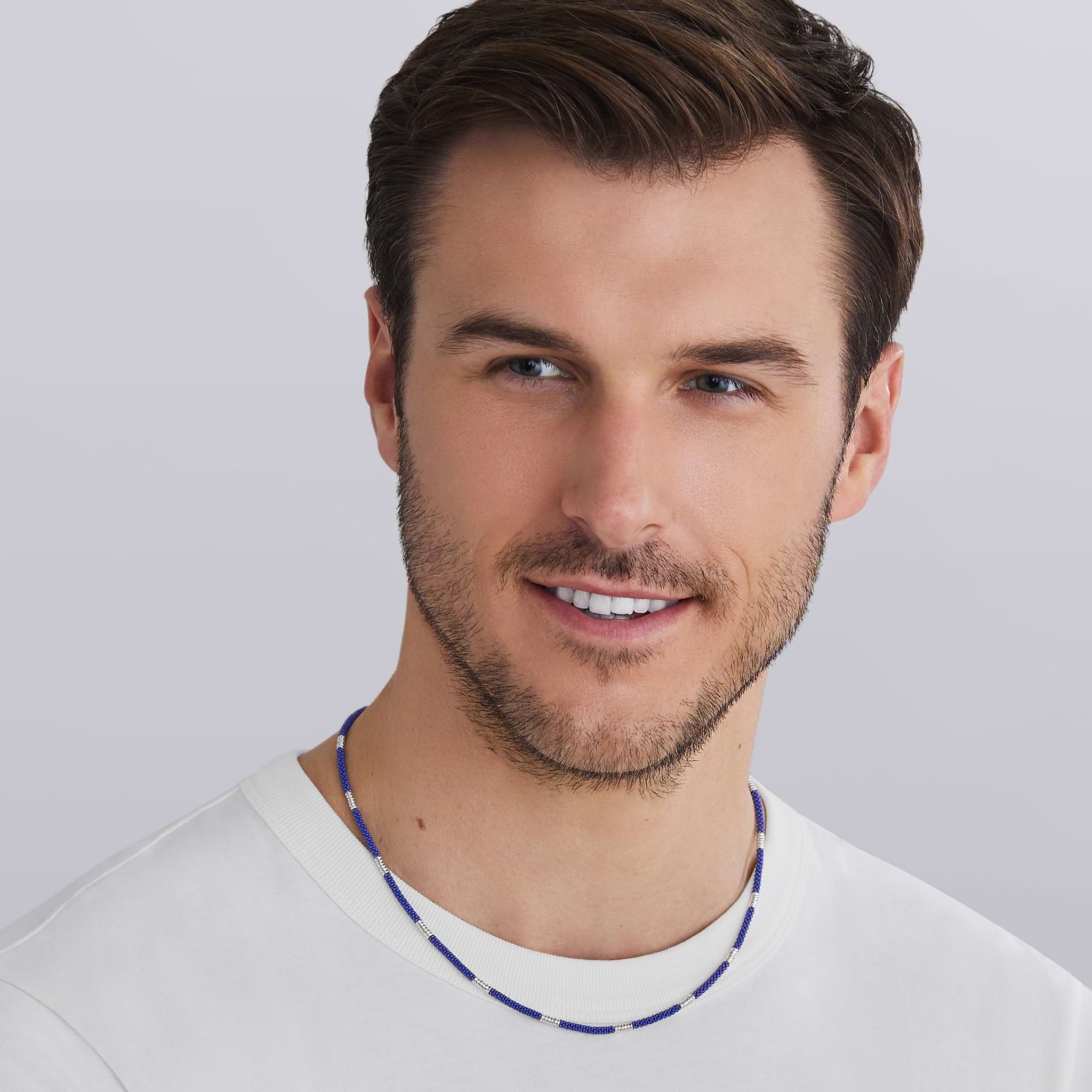 LAGOS Men's Matte Blue Caviar 3mm Beaded Necklace