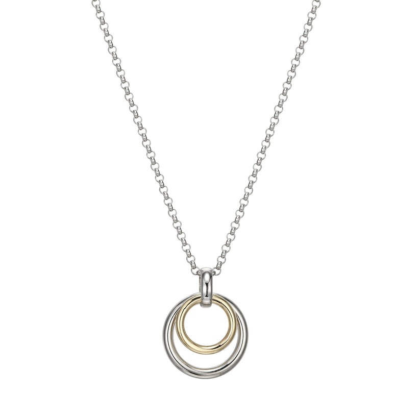 Elle Simpatio Double Circle Drop Pendant Necklace