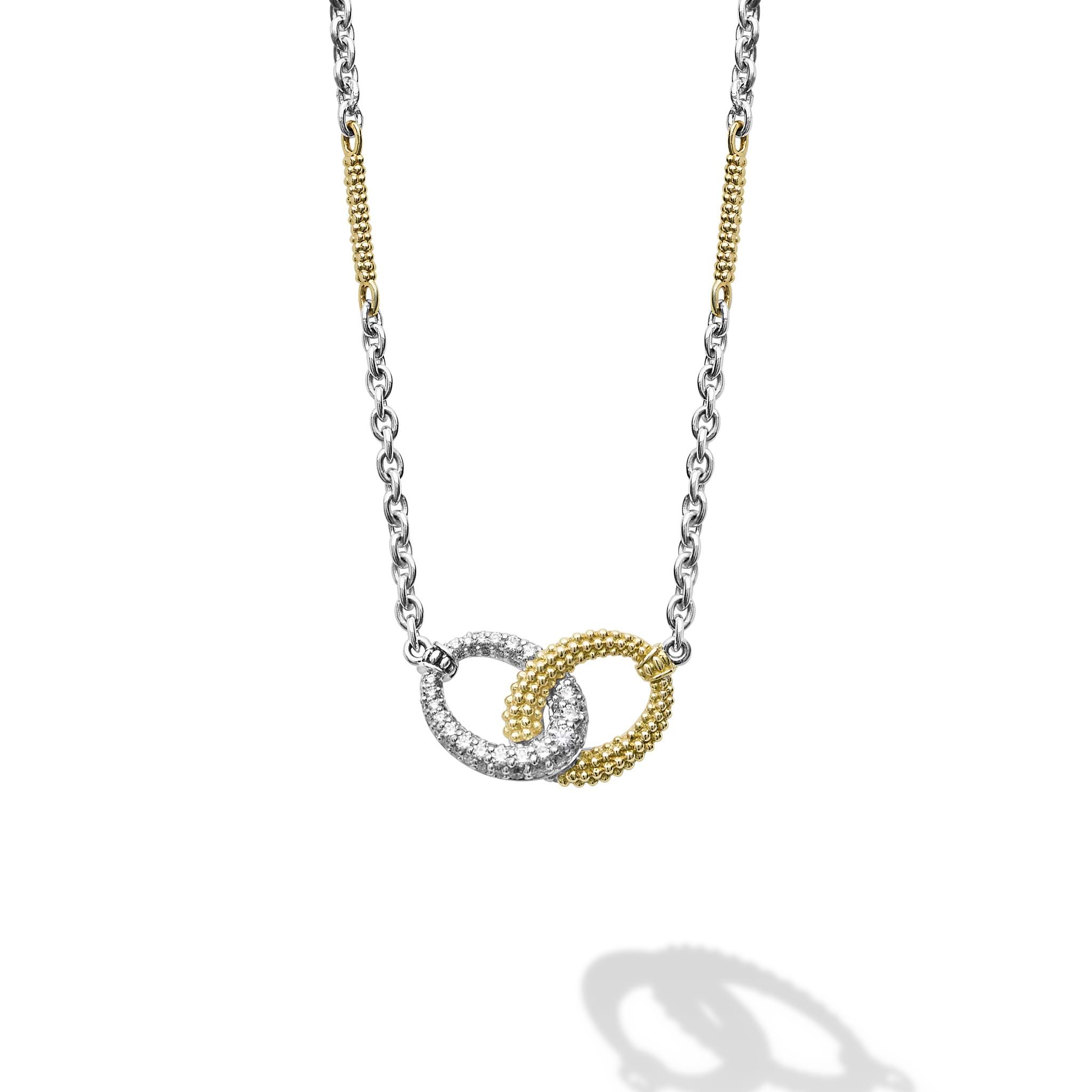 LAGOS Caviar Lux Two-tone Link Diamond Necklace