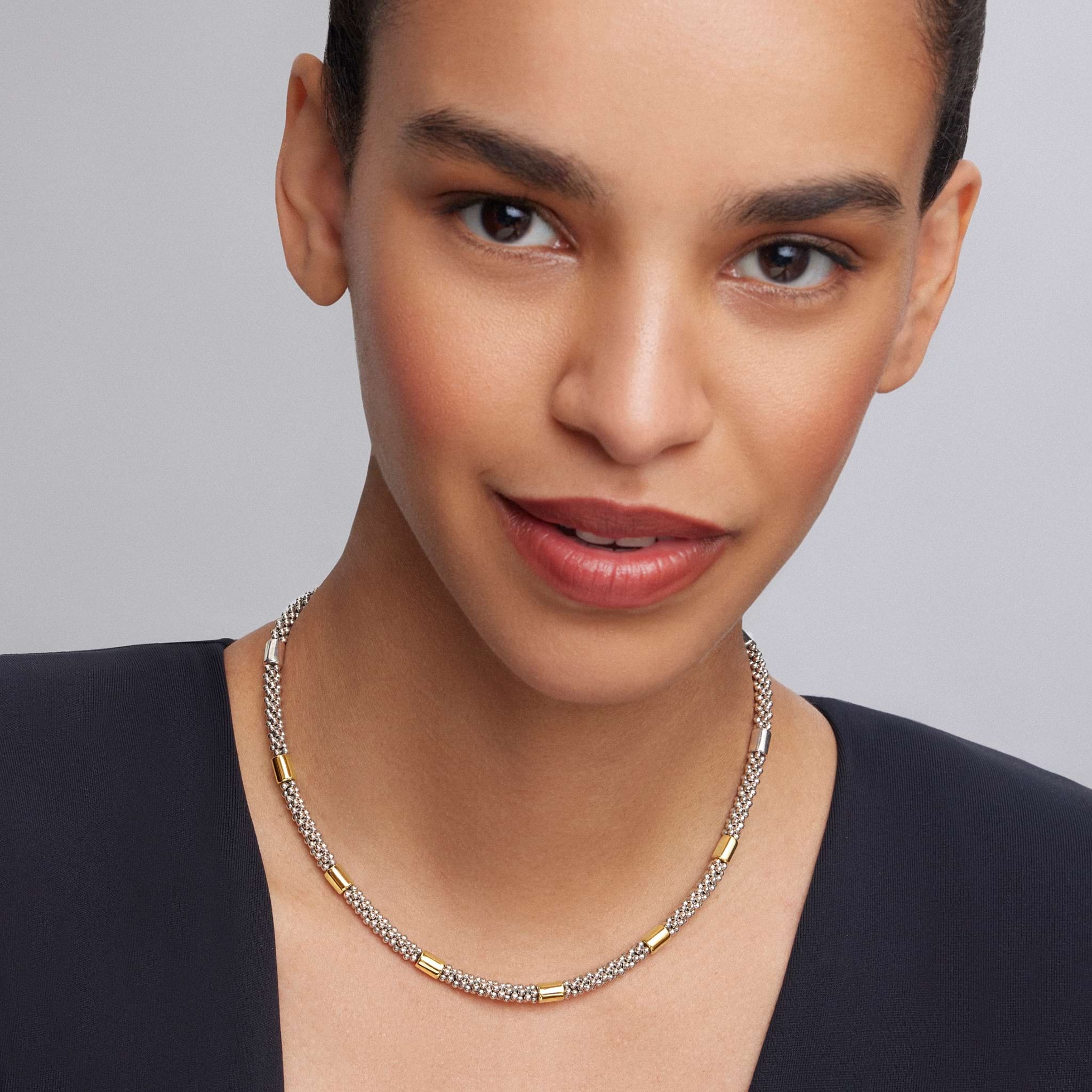 LAGOS High Bar Two-Tone 5mm Station Caviar Necklace