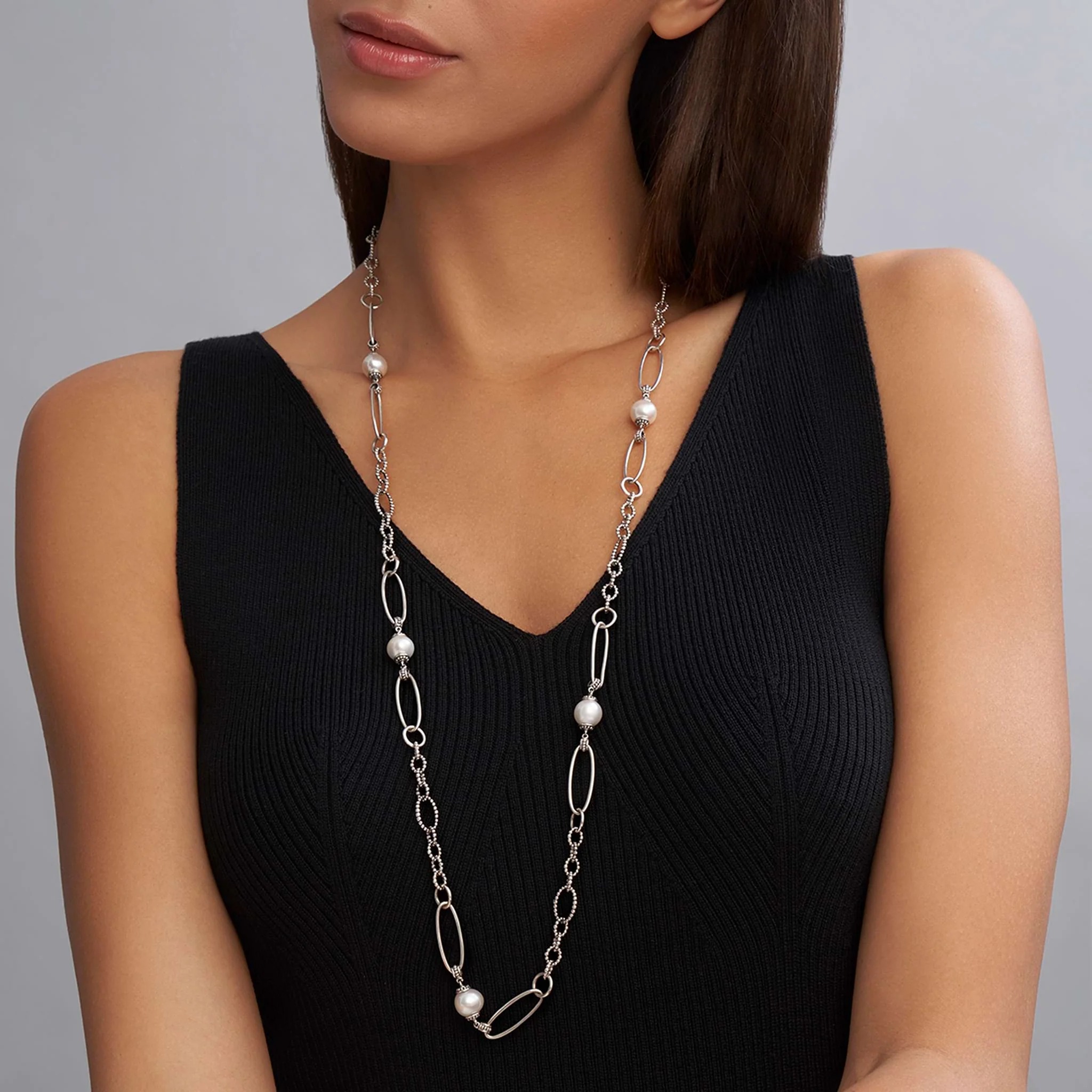 Lagos Luna Pearl Link Necklace