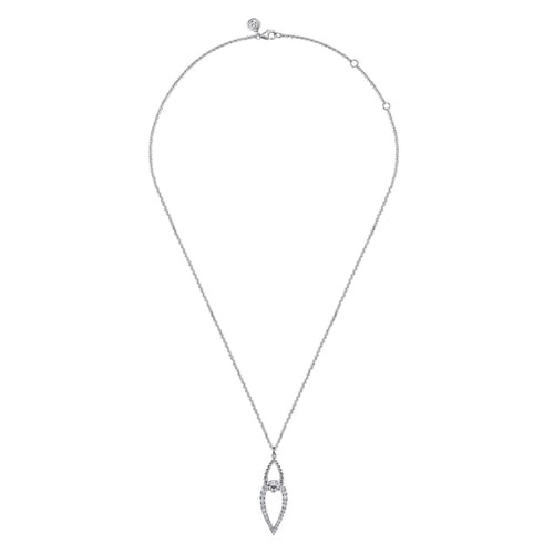 Gabriel & Co. Bujukan Silver White Sapphire Interlocking Pendant Necklace