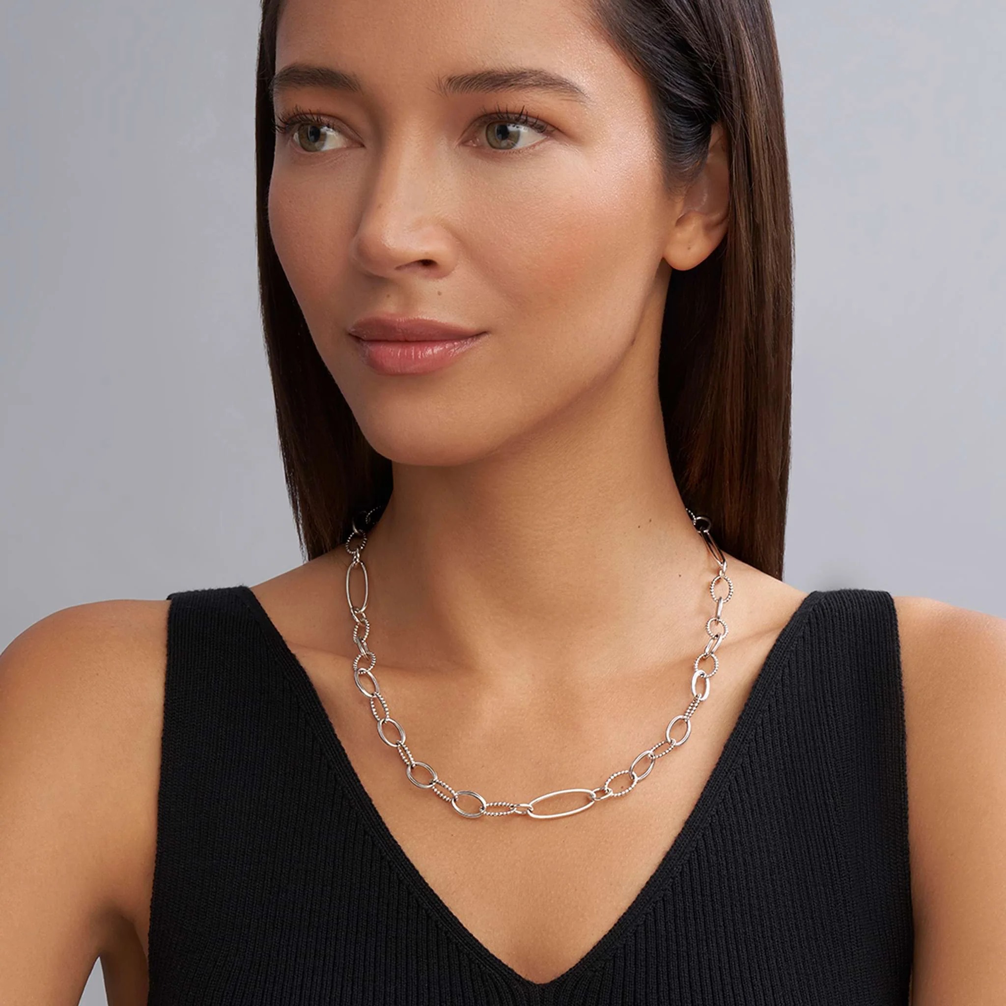 LAGOS Signature Caviar Sterling Silver Link Necklace