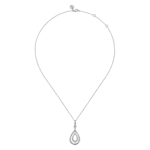 Gabriel & Co. Bujukan Silver White Sapphire Teardrop Pendant Necklace (0.35 ct. tw.)