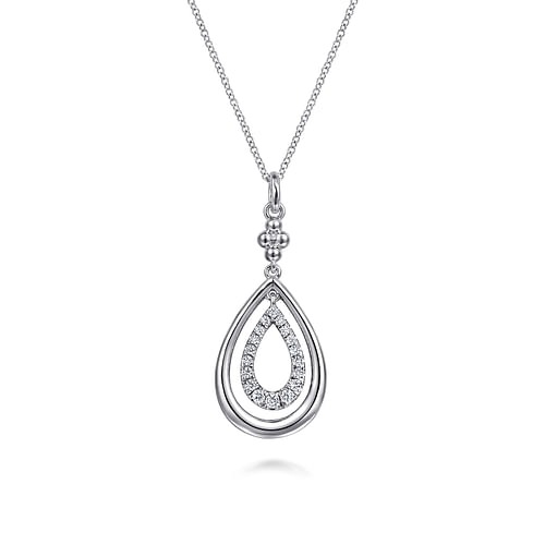 Gabriel & Co. Bujukan Silver White Sapphire Teardrop Pendant Necklace (0.35 ct. tw.)