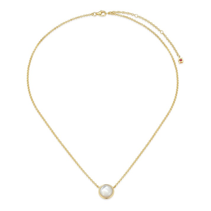Elle Lustre Button Mother of Pearl Pendant Necklace
