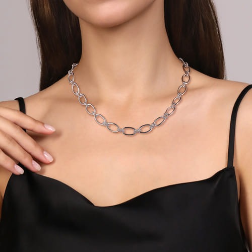 Gabriel & Co. Bujukan Silver Oval Link Chain Necklace