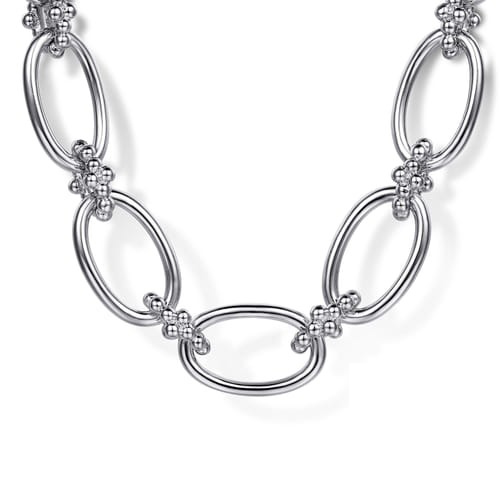 Gabriel & Co. Bujukan Silver Oval Link Chain Necklace