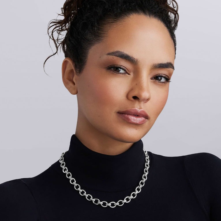 LAGOS Signature Caviar Fluted Oval Link Necklace