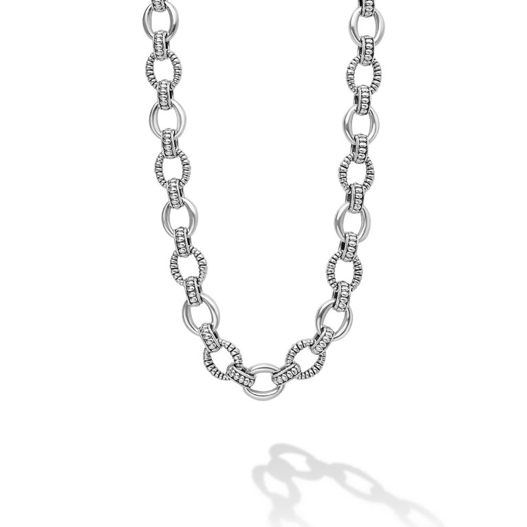 LAGOS Signature Caviar Fluted Oval Link Necklace