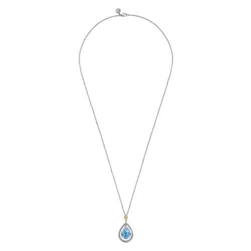 Gabriel & Co. Bujukan Pear Blue Topaz Pendant Necklace