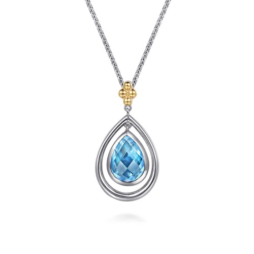 Gabriel & Co. Bujukan Pear Blue Topaz Pendant Necklace
