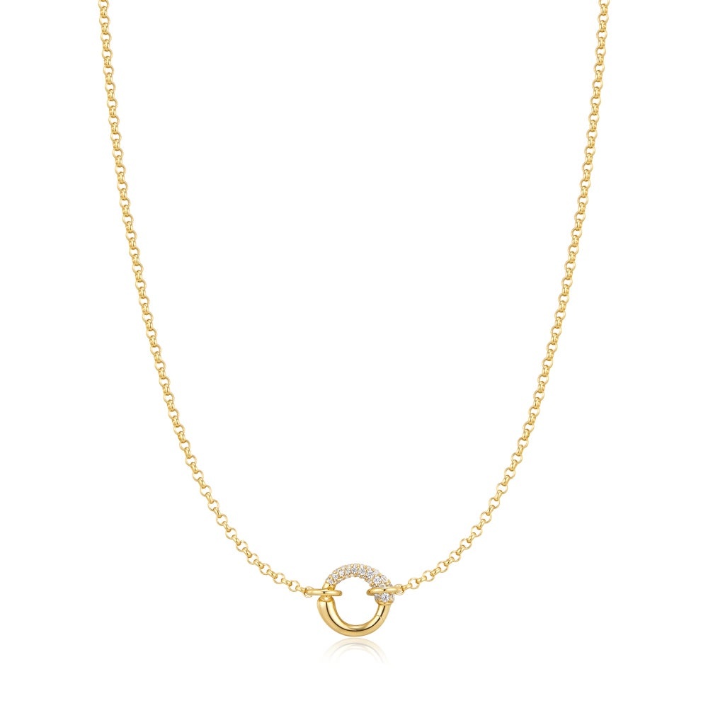 Ania Haie Half Pave & Polished Hoop Necklace