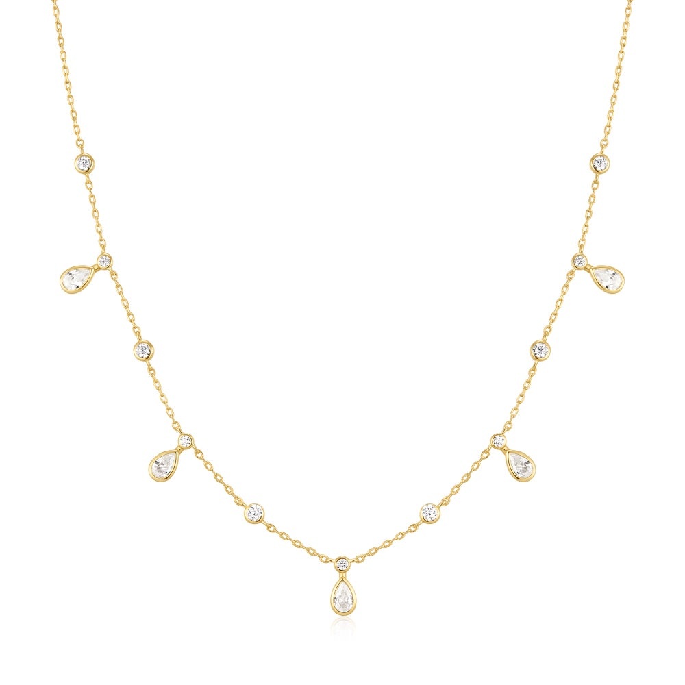 Ania Haie Bezel Round & Teardrop Station Necklace