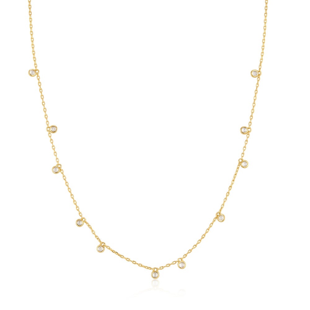 Ania Haie Bezel-Set Droplet Station Necklace