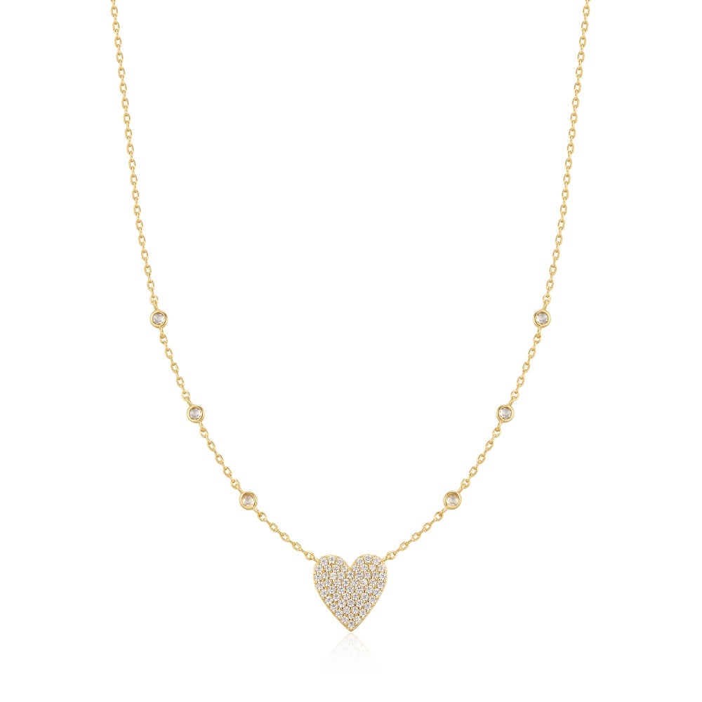 Ania Haie Pave Heart Bezel Station Necklace