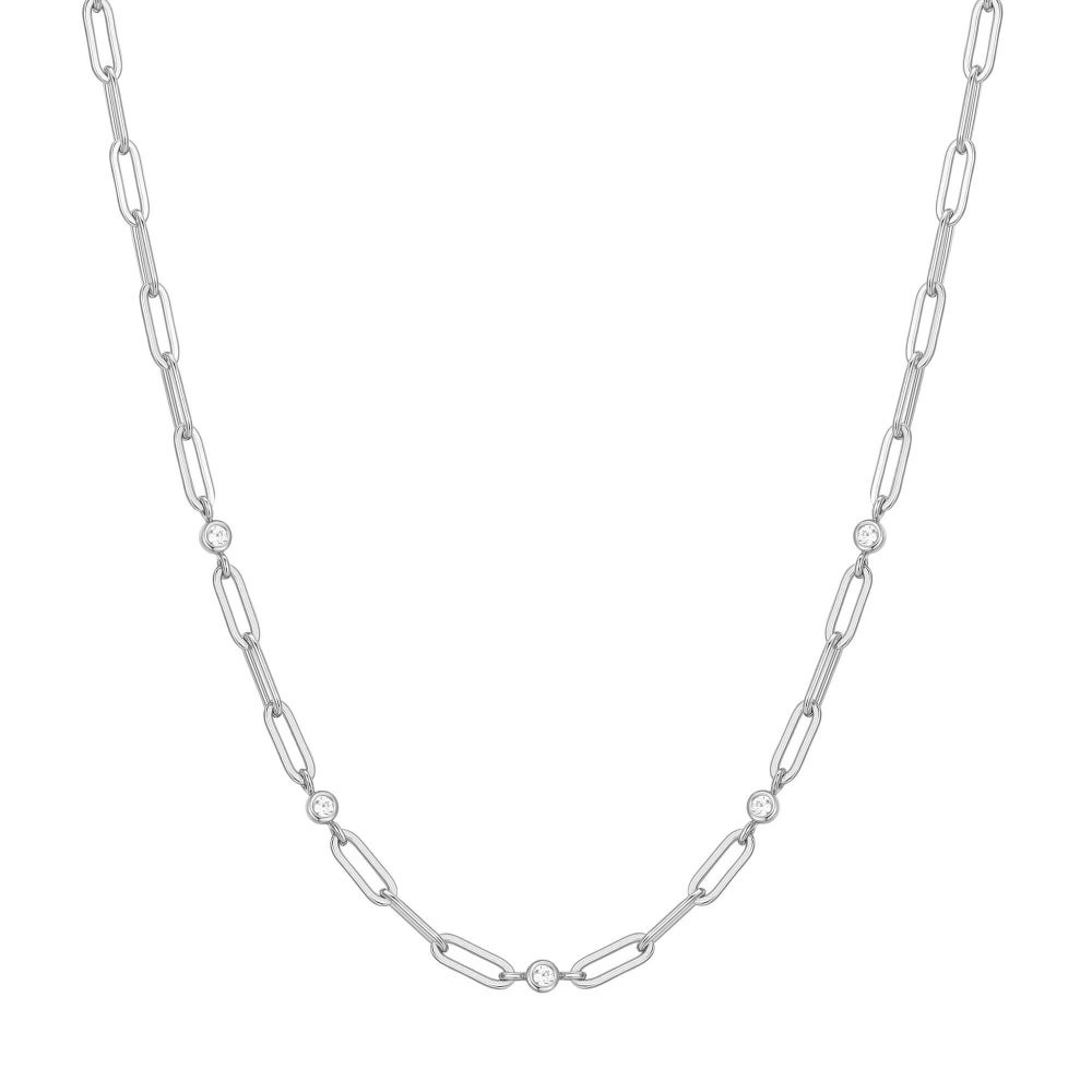 Ania Haie Bezel Station Paper Clip Chain Necklace