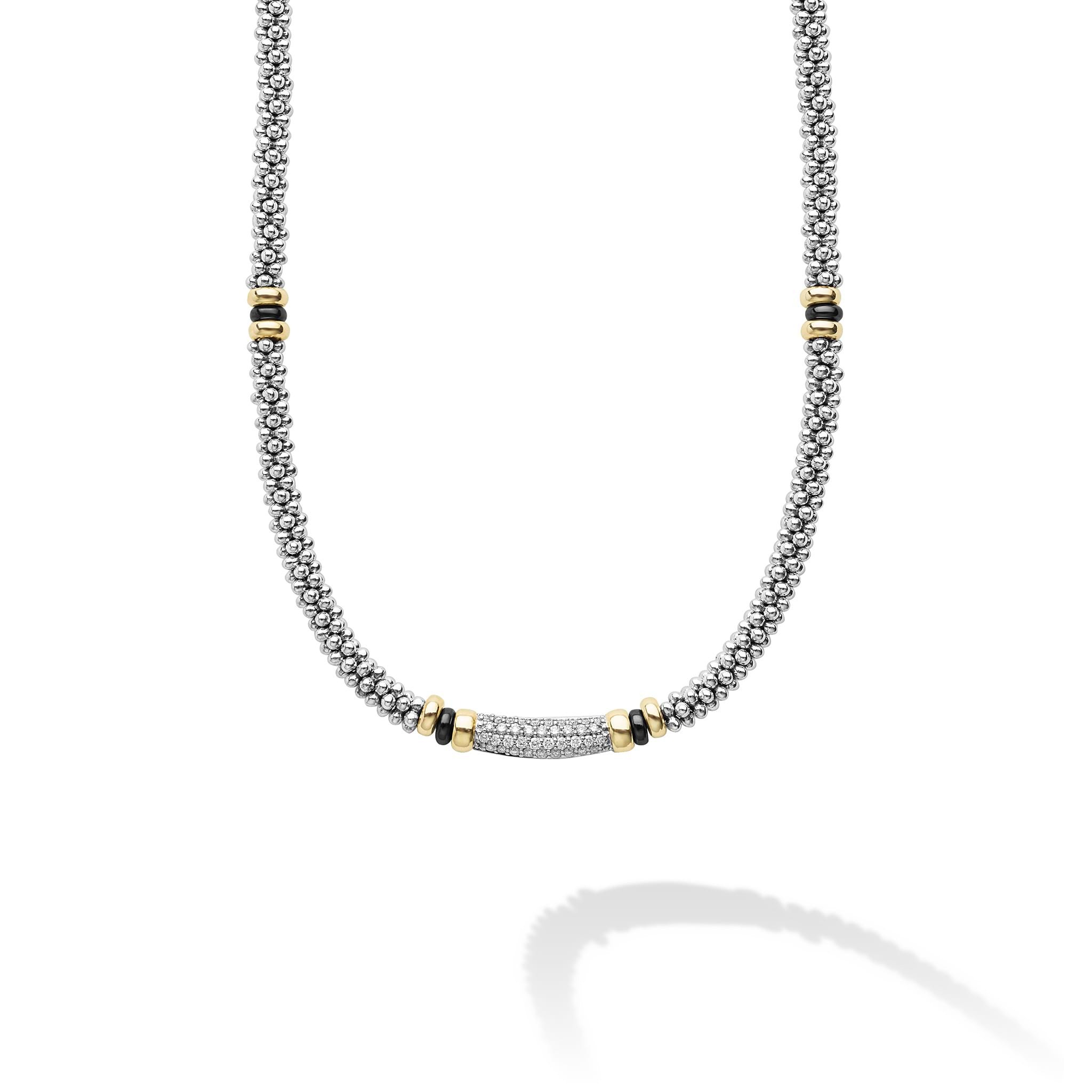 LAGOS Black Caviar Two-Tone Ceramic Diamond Necklace